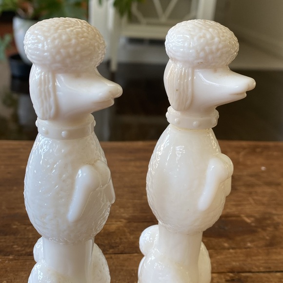 Vintage Avon Milk Glass White French Poodle Perfume Bottle Set of 2 - Picture 7 of 7
